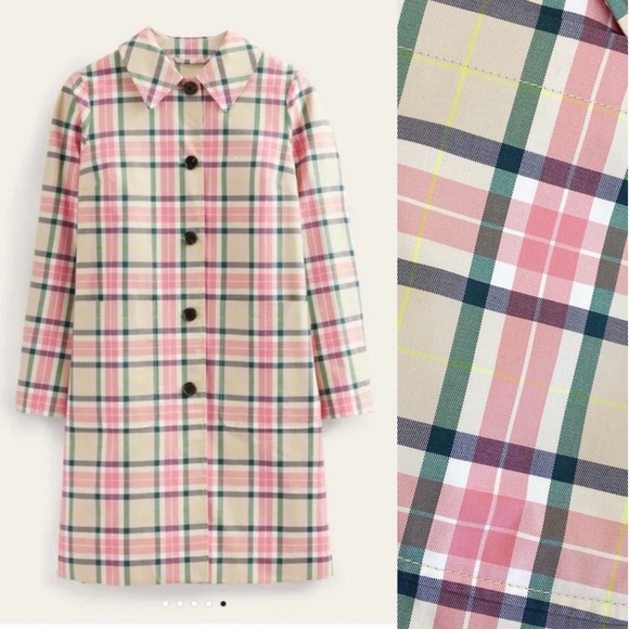 Boden Spring Plaid Trench coat - Picture 3 of 11